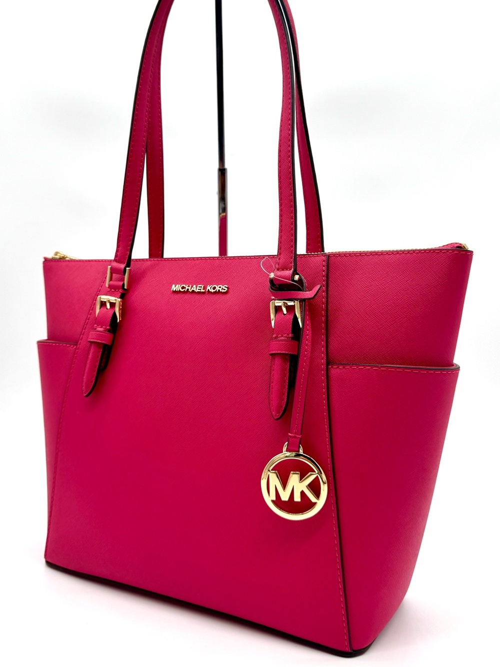 Michael Kors Large Charlotte Tote Bag Electric Pink - Picture 1 of 8